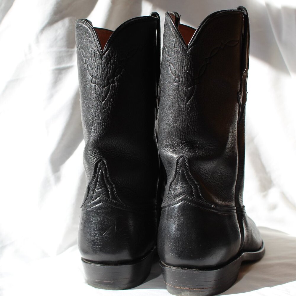 Lucchese Black Leather Boots Size 8D - Picture 9 of 16